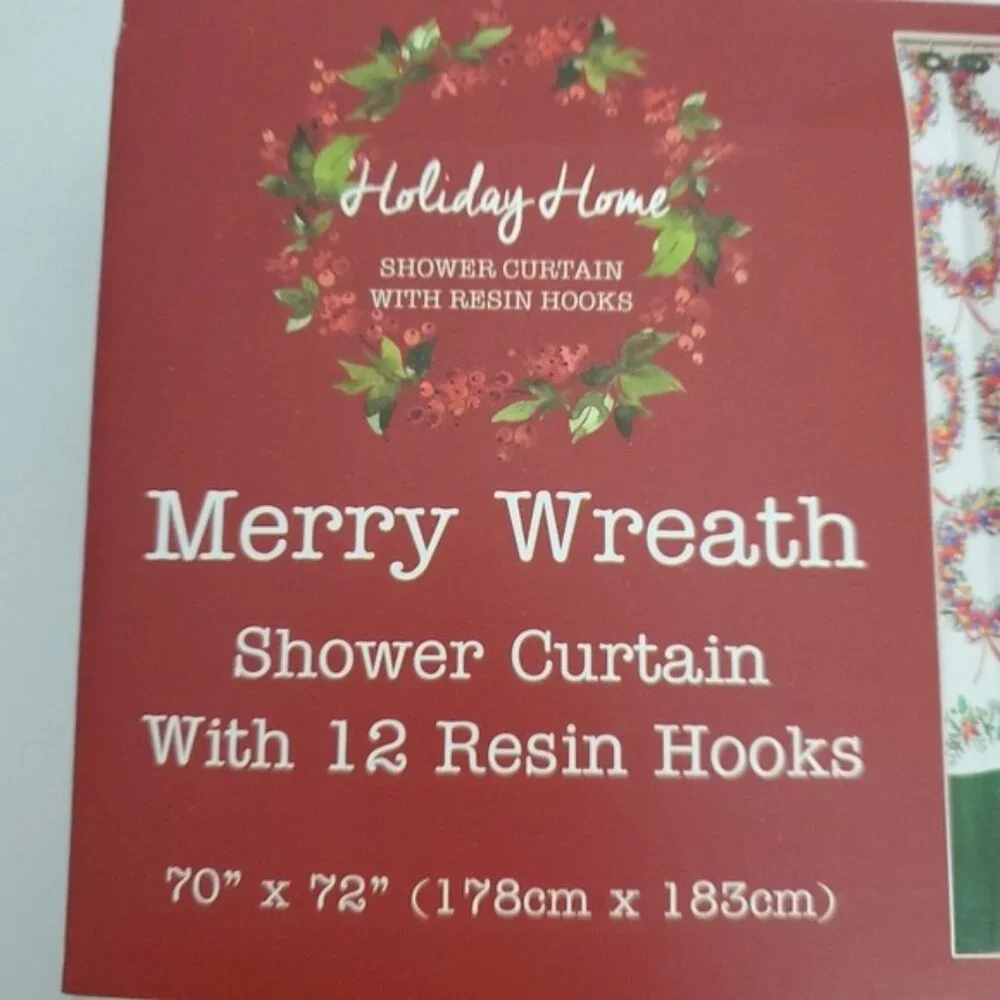 Merry Wreath Shower Curtain & Hook Set